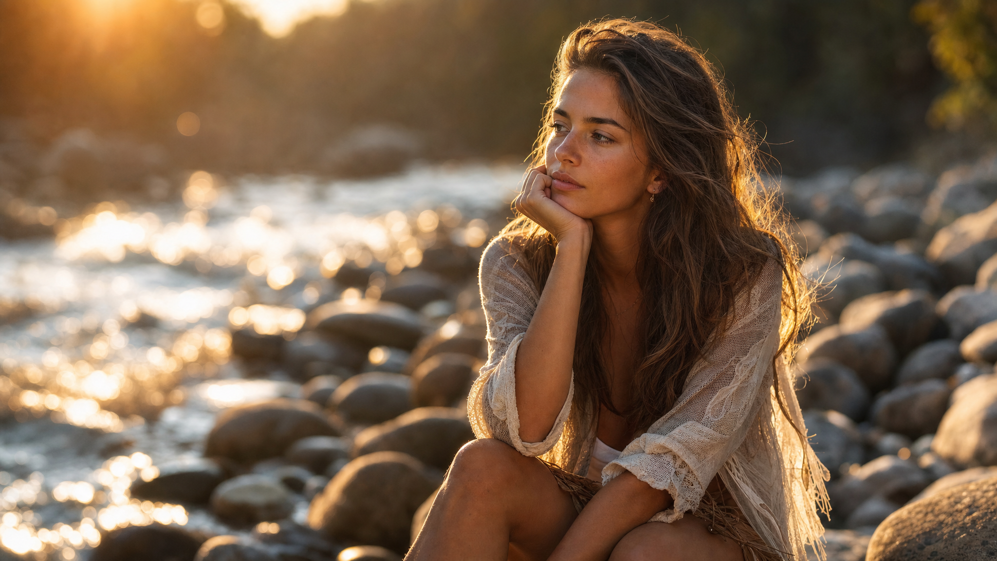 A contemplative figure standing in warm light